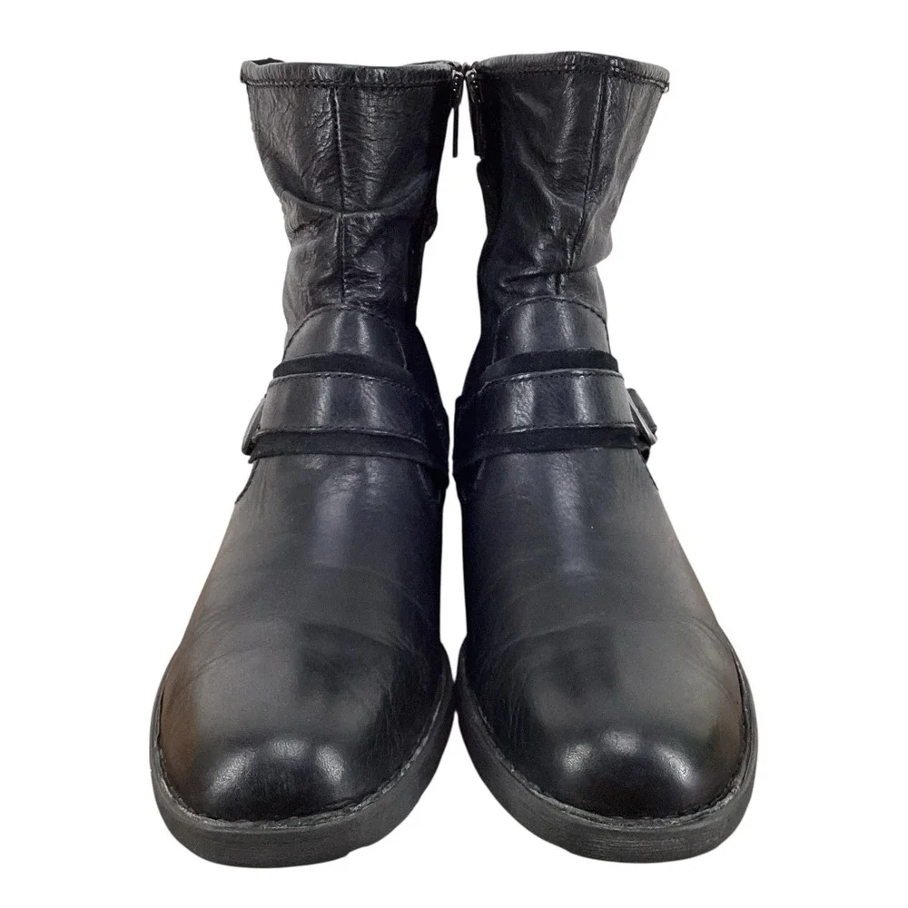 Born Virgo Slouch Engineer Boot Leather Side Zip Ankle Boots - Women's‎ Size 9M